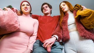 Stepbrotehr getting a double blowjob from Scarlett Mae & Riley Nixon