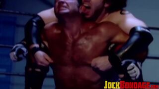 Tatted hunk choked & dominated after losing the match