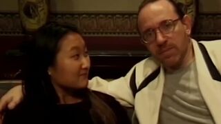 Sensual Asian teen has her booty banged by two guys on couch