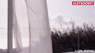 Inked Lesbian sits on Face of Skinny Blonde Nancy