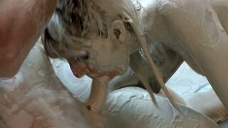 Messy threeway fun in the mud