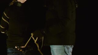 Rebel Rhyder gags on her dom's light wand & shaft while tied on a starry night