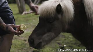 Gorgeous TS plowed & facialized by husbands co-worker