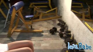 STEPMOM leila works out then does striptease