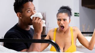 Lustful panty sniffer has sex with big boobed latin in hostel