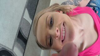 Pervy stepbrother whips out his meat to make his stepsister suck him
