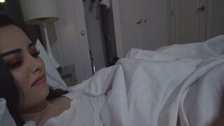 Stepbrother jerking off beside his sexy step sister