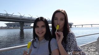 Brunette lured into assfucking with stepmom & her Boyfriend