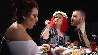 Two thick mistresses anal fucking man