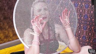 Submissive hoe gets pissed on & gags