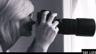 Naughty blonde Zazie S is fingering herself on that chair