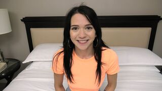 Tall brunette university coed gives a blow Job