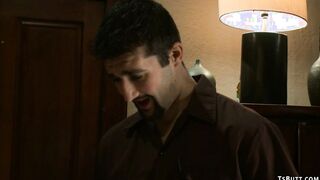 Ebony Trans anal fucks bound neighbor