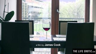 Tempting blonde Nastya C rubs her cunt while having a sexy tub