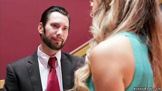 Married couple in bdsm threeway sex