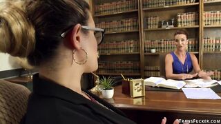 T-girl lawyer anal fucks COUGAR in the office