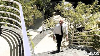 Lustful bald dude fucks lovely blonde Gia Derza on the couch