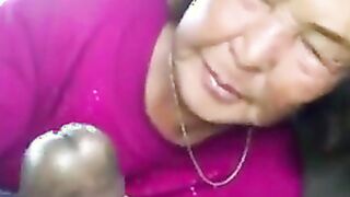 Asian Grandma Sucks Ebony Meat In The Car