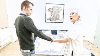 Granny gets her unshaved twat thumped by young toyboy