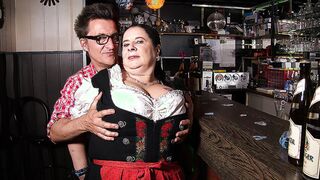 Big titted German waitress having fun with the beerfesten