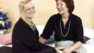 Lesbian Old Woman Fucks Titty Blonde COUGAR With Strapon