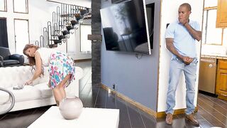 Extremely Lustful & Attractive STEPMOM Syren De Mer seduced by step daughter's huge black dick BF at her home.