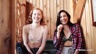Ersties: Charming Amateur Lesbos Make Out In The Bathroom