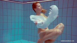 Sexy hot lustful teen hot girl Melisa Darkova swimming nude alone