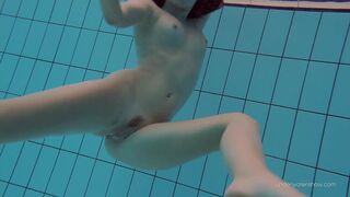White dressed tight bushy beauty Katy Soroka underwater