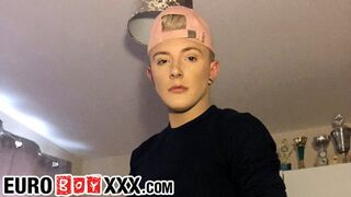 British Twink Teddy Lane Spanks His Butt Then Rides His Dildo