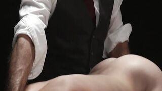 Noah White shoots fat load while getting rammed by horny stud Dillon S