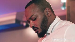 Submissive AJ Sloan endures dom Dillon Diaz enormous ebony dick