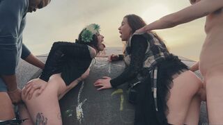 LYDIA & MONIKA Outdoor BJ & Assfucking Party