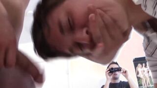 Cute twink gets his hole devirginized by horny frat men