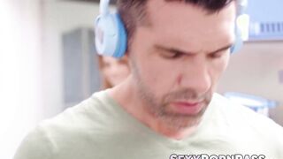 Petite Euro babe Molly Devon spreads her legs for a fat meat