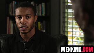 Max Konnor whips out fat dick inside his black cock toy Jake Waters