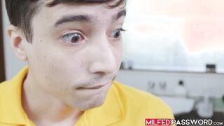 Charming delivery rider Ricky Spanish delivers oozing cum into my black cunt