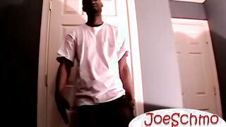 Hunky Gentleman strokes his long massive ebony shaft until he cums a lot of juicy l