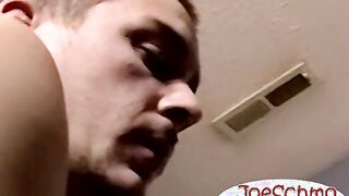 Attractive tattooed teen masturbates during an interview