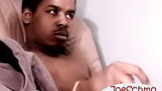 Ebony amateur dude shoots off heavy cum by stroking his black dick