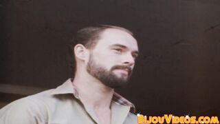 Classic homosexual studs butt bang hard in a wild threesome