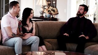 Huge tits gold digger pounded by her Boyfriend & his huge cock step dad