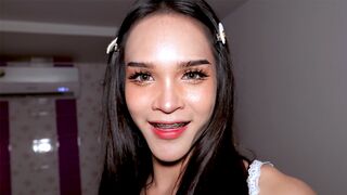 Petite but buxom teen femboy raw ass pumping penetration & P-O-V blowjob