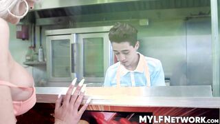 Juan Loco shoots a heavy load in a rough sex session with dick sucker Ni