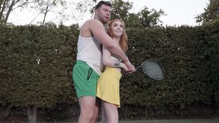 Big cock horny tennis trainer fucks his new ginger teen schoolgirl