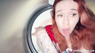 Horny Babe Trapped in Washer Takes My Heavy Dick Deep