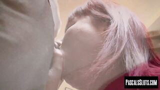 Heavy redhead tart Donna Austin moans as her big ass is being pounded roughly by