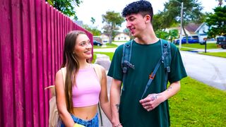 Big cock aspiring porn star fucks unshaved teen stepsister for practice