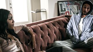 Petite ebony sexy girl bares big ass for interracial sex with ex Boyfriend