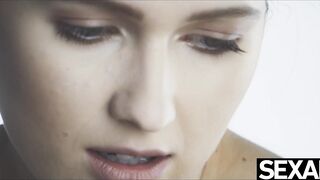 Satisfying lesbian lovers give each other a sexy naked massage